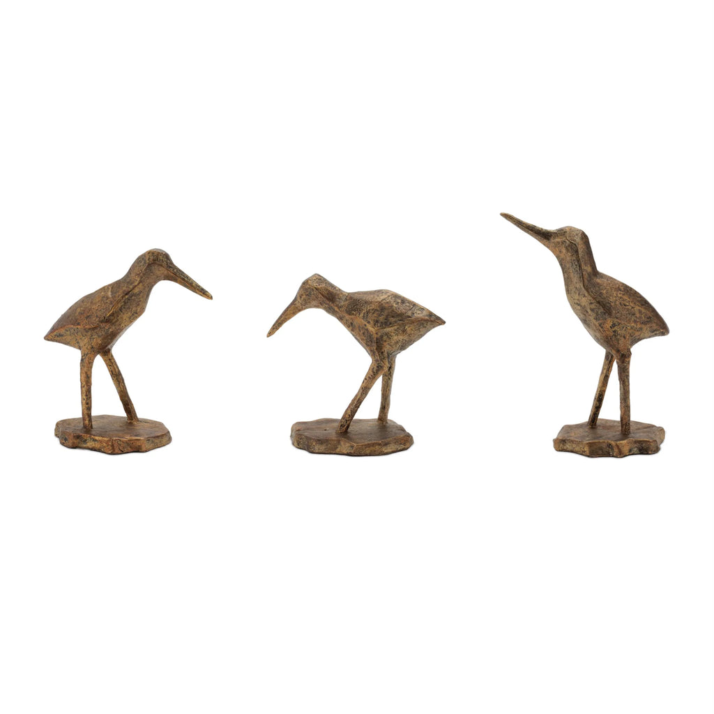 Set of Three Polyresin Sandpiper Bird Figurines