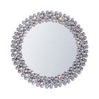 Round Faux Crystal Bling Framed Accent Mirror