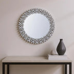 Round Faux Crystal Bling Framed Accent Mirror