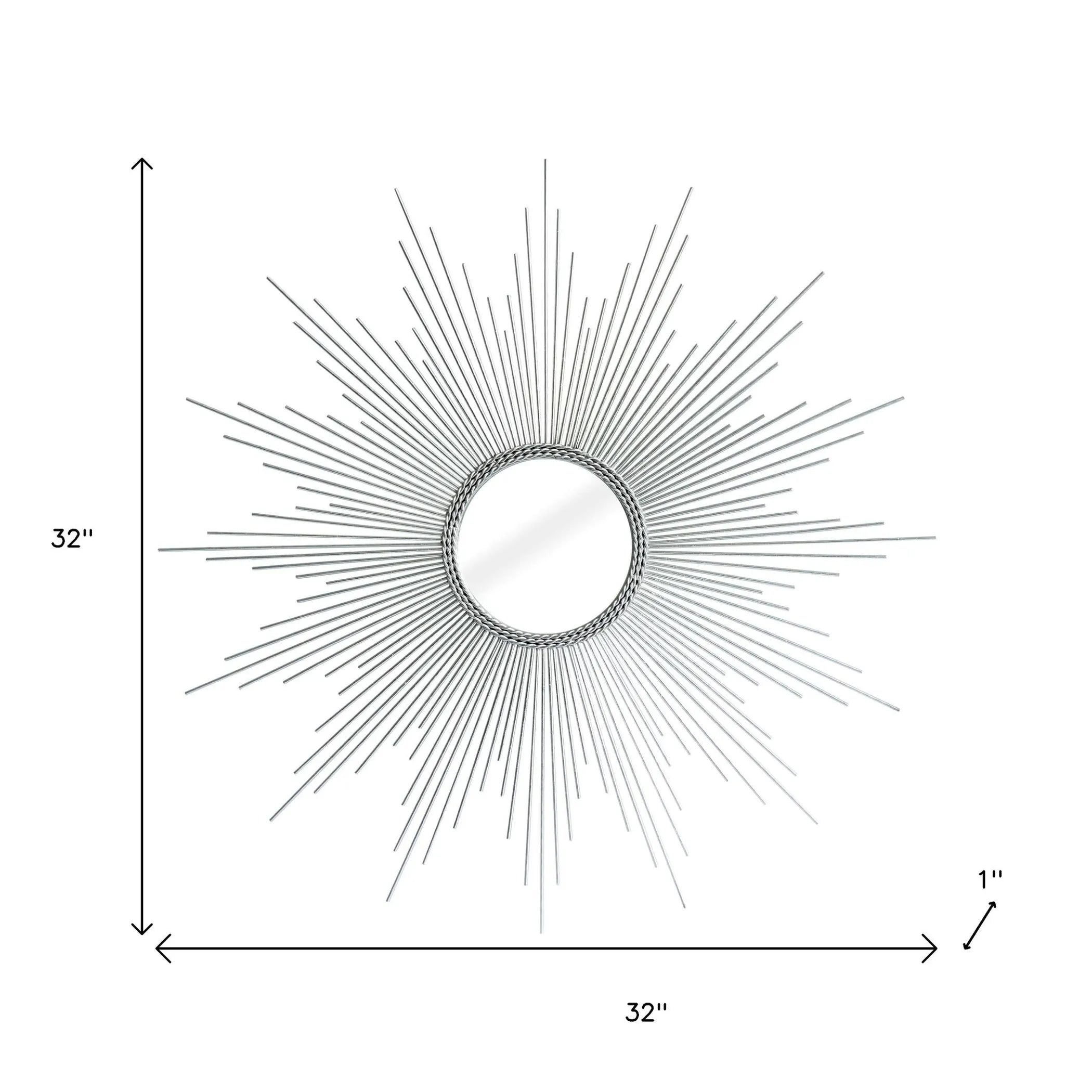 Metal Sunburst Geometric Framed Accent Mirror