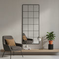 Metal Windowpane Framed Full Length Mirror