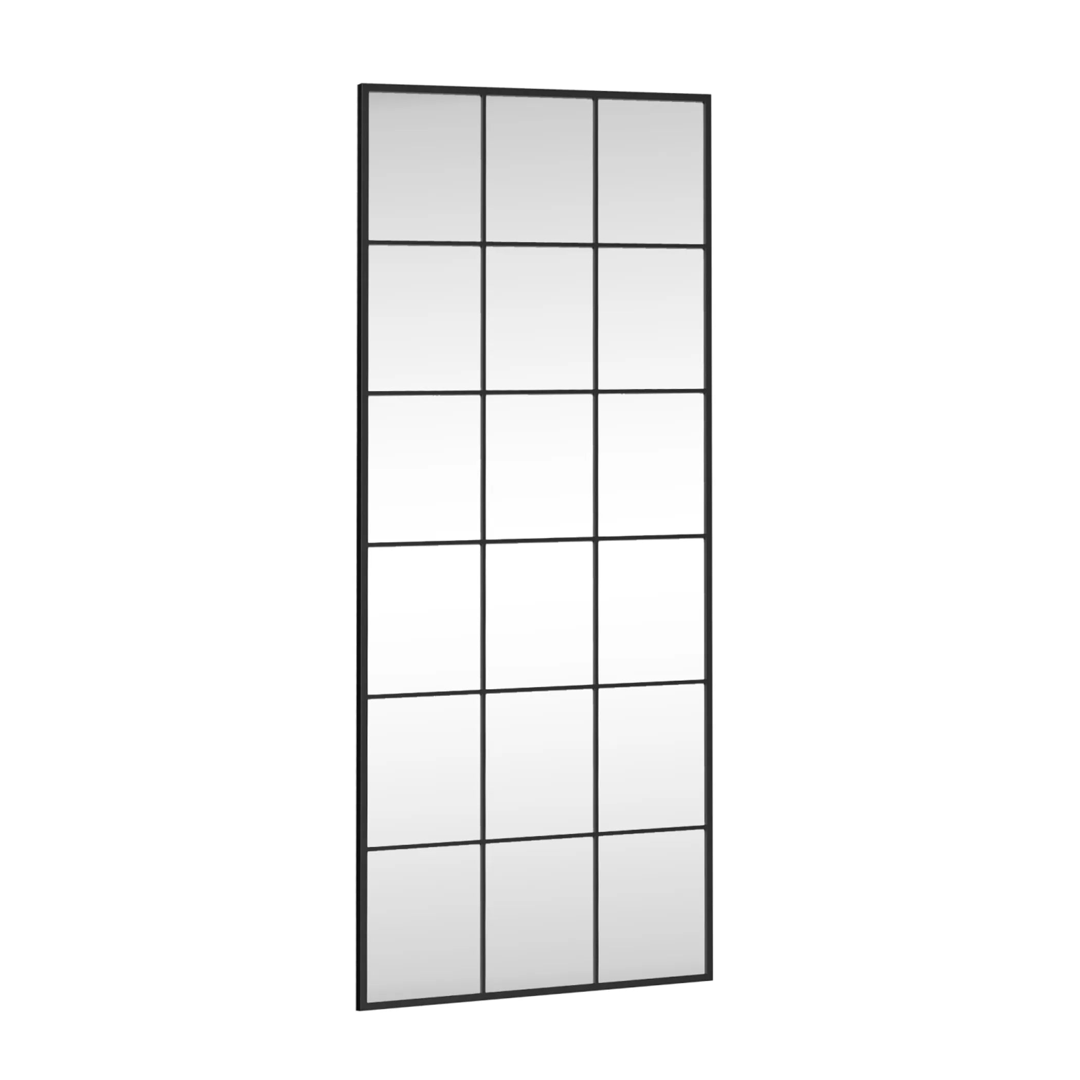 Metal Windowpane Framed Full Length Mirror