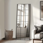 Metal Windowpane Framed Full Length Mirror