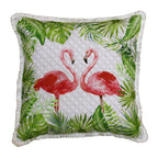 Off Flamingo Throw Pillow Cover with Fringe