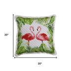 Off Flamingo Throw Pillow Cover with Fringe