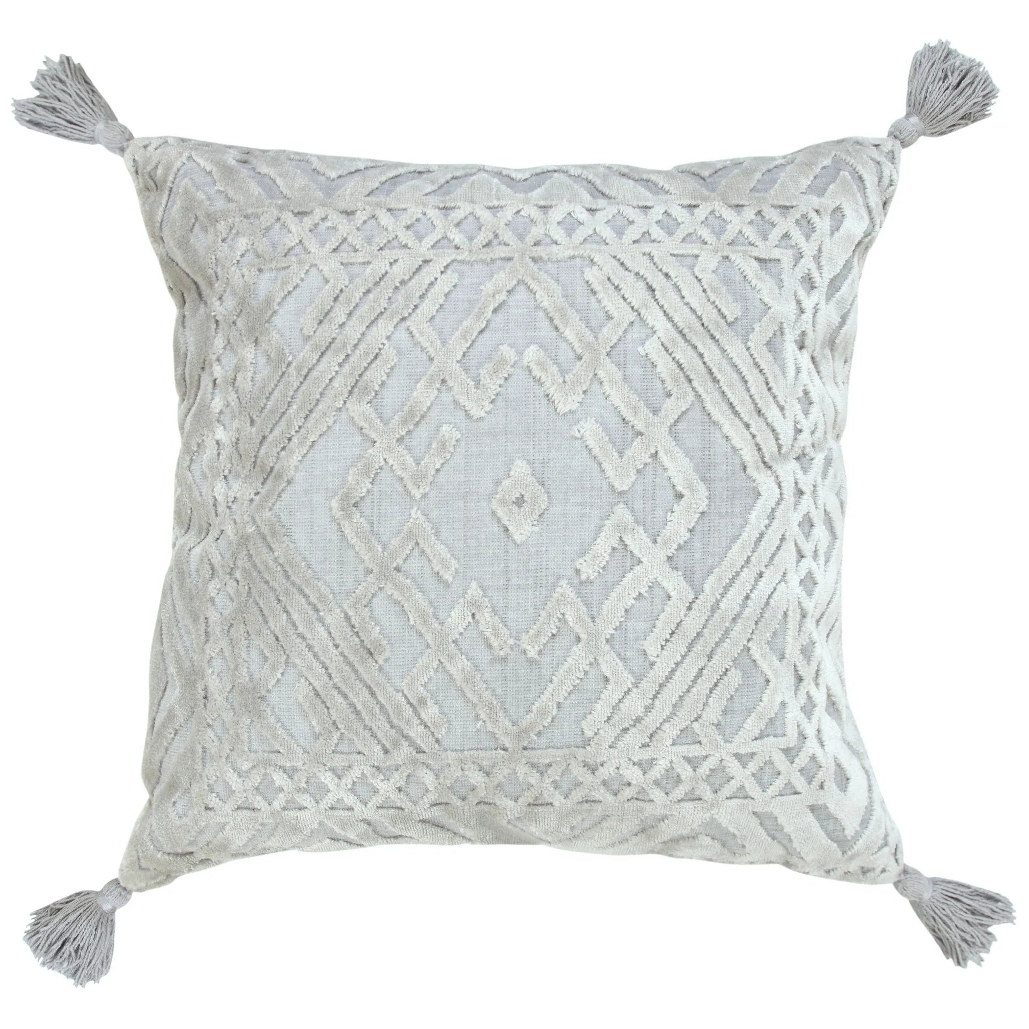 Geometric Viscose Throw Pillow Cover with Tassels
