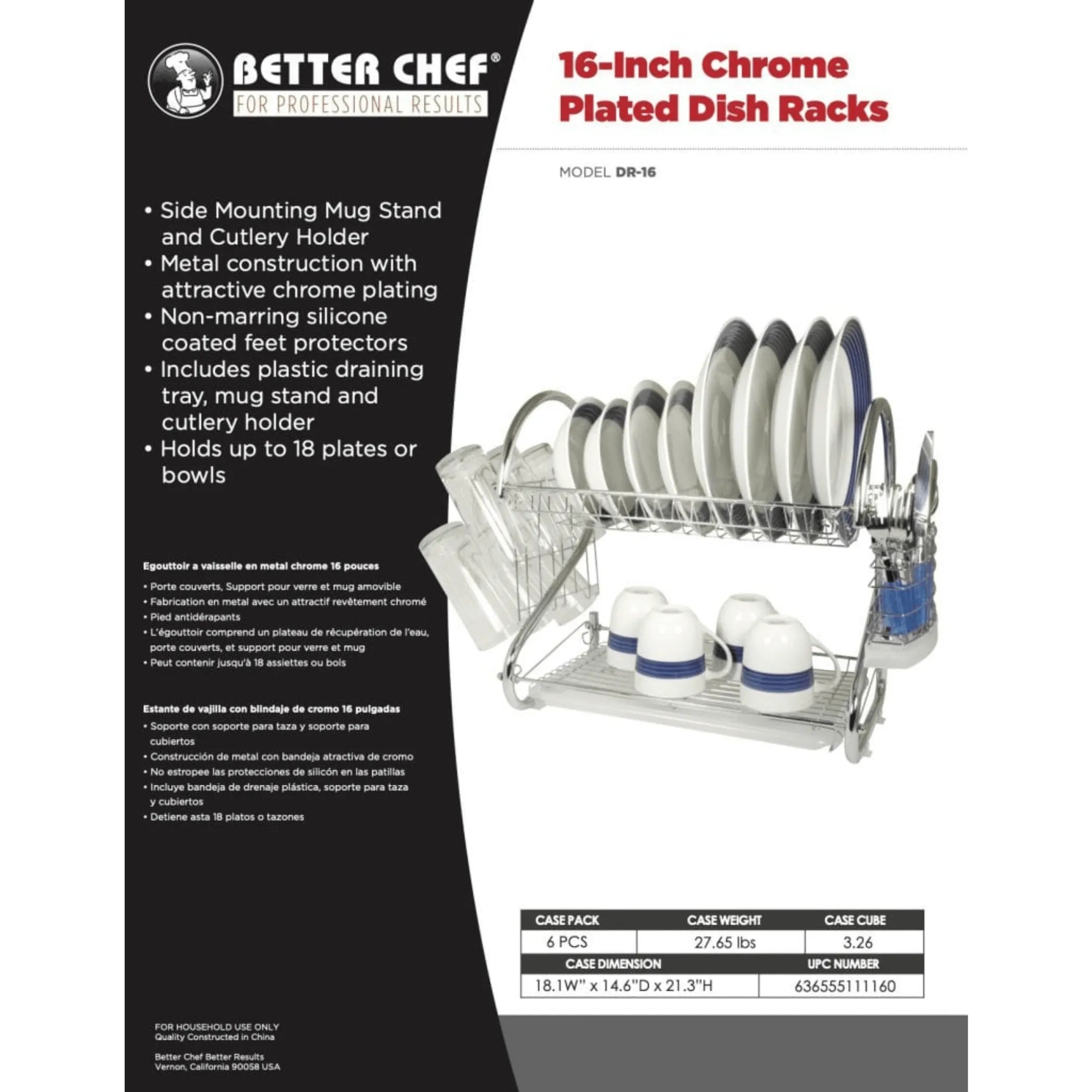 Better Chef 2-Level Chrome-Plated S-Shaped Dish Rack