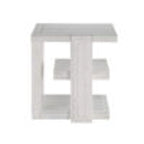 Sunset Trading Dover 24" Large Square Side End Table with Storage Shelves | Cerused White Oak Wood