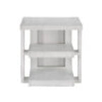 Sunset Trading Dover 24" Large Square Side End Table with Storage Shelves | Cerused White Oak Wood