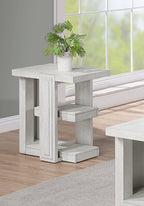 Sunset Trading Dover Chairside 14" Slim Rectangular Side End Table with Storage Shelves | Cerused White Oak Wood