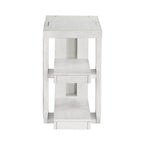 Sunset Trading Dover Chairside 14" Slim Rectangular Side End Table with Storage Shelves | Cerused White Oak Wood