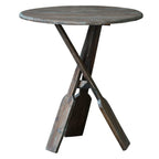 Sunset Trading Cottage Round Boat Oar Accent Table | Distressed Brown/Blue Solid Wood | Fully Assembled Nautical Stand