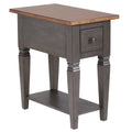 Sunset Trading Dakota 14" Narrow End Table with Drawer & Shelf Storage | Solid Wood Recliner Side Table | Slim Bedroom Nighstand | Living Room Chair Sidetable
