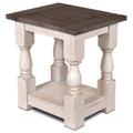 Sunset Trading Rustic French Rectangular Side End Table | Distressed White and Brown Solid Wood | Living Room Furniture