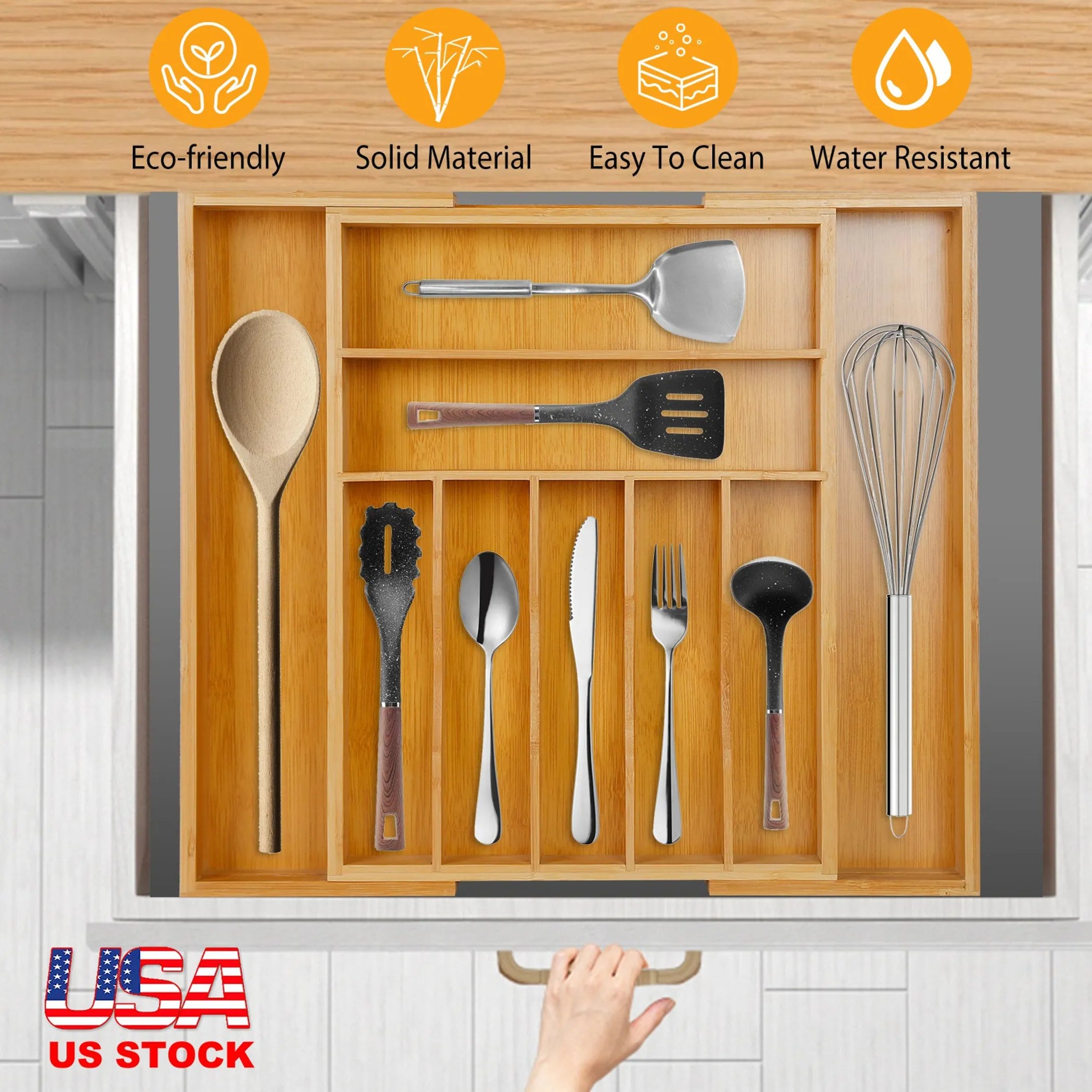 Bamboo Drawer Divider Kitchen