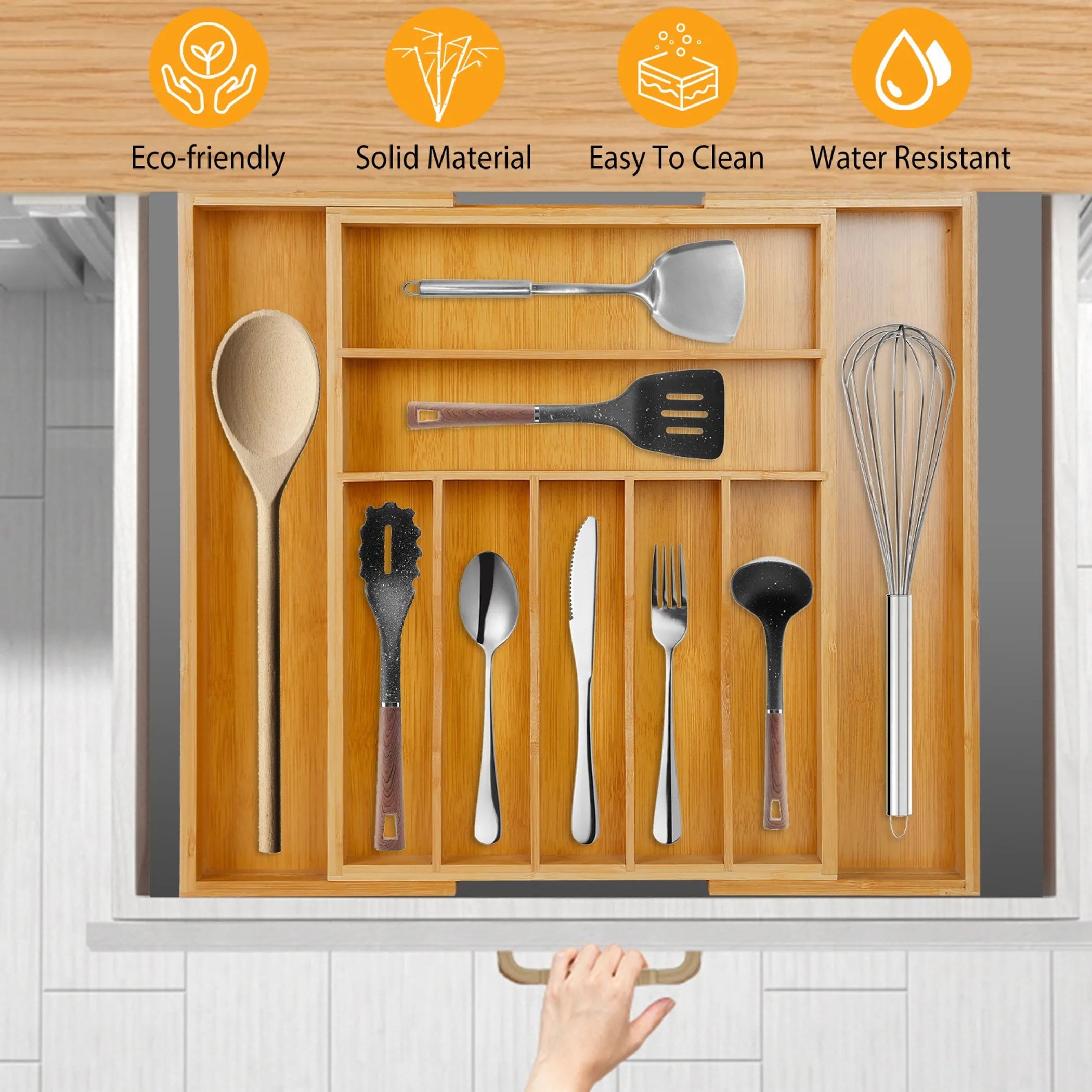 Bamboo Drawer Divider Kitchen